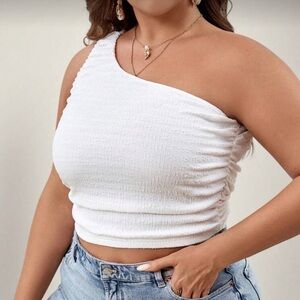 SHEIN White One-Shoulder Top